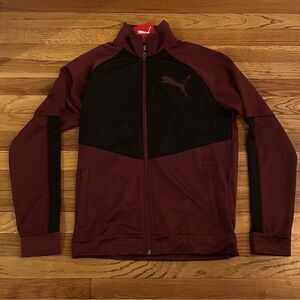 PUMA Contrast 2.0 Full Zip Track Jacket Maroon Red Mens Size Small